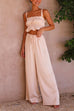 Camilladress Ruffle Cami Top Drawstring Waist Wide Leg Pants Satin Set