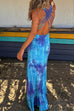 Scoop Neck Backless Criss Cross Tie Dye Maxi Dress