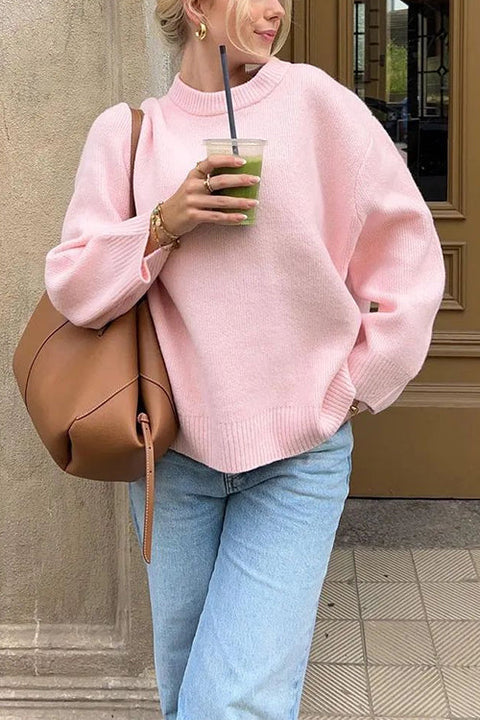 Camilladress Crewneck Drop Shoulder Oversized Ribbed Knit Sweater