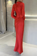 Camilladress Round Neck Long Sleeves Satin Maxi Party Dress