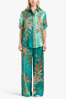 Camilladress Roll Up Short Sleeves Shirt and Wide Leg Pants Printed Satin Set