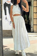 Camilladress Elastic Waist Lace Hollow Out Pocketed Maxi Skirt