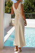 Camilladress V Neck Sleeveless Tie Back Satin Maxi Dress