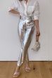 Camilladress Glam High Rise Straight Leg Faux Leather Pants