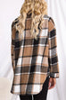 Camilladress Lapel Button Down Pockets Plaid Shacket Coat