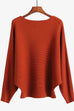 Camilladress Boat Neck Batwing Sleeves Ribbed Knit Sweater