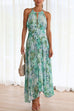 Camilladress V Neck Waisted Cut Out Floral Pleated Maxi Dress