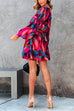 Camilladress Wrap V Neck Puff Sleeves Tie Waist Printed Mini Dress