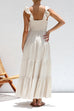 Camilladress V Neck Ruffle Trim Tiered Sleeveless Linen Maxi Dress