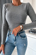 Camilladress Crewneck Solid Ribbed Knit Fitted Top(5 Colors Available!)