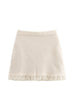 Camilladress Elastic Waist Frayed Hem Knit Mini Skirt