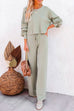 Camilladress Round Neck Pullover Drawstring Waist Wide Leg Pants Loungewear Set