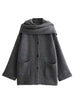 Camilladress Button Down Pocketed Winter Knit Coat with Scarf