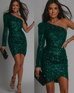 Camilladress One Shoulder Long Sleeve Tulip Sequin Bodycon Dress