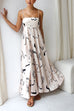 Camilladress High Waist Graffiti Print Ruffle Swing Maxi Cami Dress