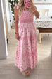 Camilladress Tie Shoulder Splice Floral Print Ruffle Maxi Cami Dress