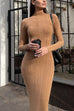 Camilladress Mockneck Long Sleeves Bodycon Knit Maxi Dress