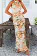 Camilladress Tie Neck Backless Floral Printed Maxi Flowy Dress