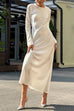 Camilladress Round Neck Long Sleeves Satin Maxi Party Dress