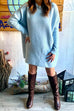 Crewneck Dolman Sleeves Shift Sweater Dress