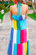 Camilladress Halter Backless Ruffle Tiered Maxi Rainbow Dress