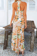 Camilladress Tie Neck Backless Floral Printed Maxi Flowy Dress