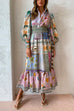 Camilladress Puff Sleeves Smocked Waist Unique Printed Ruffle Maxi Dress