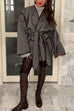 Camilladress Open Front Pocketed Splice Coat with Belt