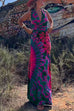 Camilladress V Neck Criss Cross Backless Tie Dye Maxi A-line Dress