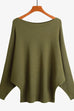 Camilladress Boat Neck Batwing Sleeves Ribbed Knit Sweater