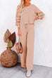 Camilladress Round Neck Pullover Drawstring Waist Wide Leg Pants Loungewear Set