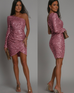 Camilladress One Shoulder Long Sleeve Tulip Sequin Bodycon Dress