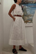 Camilladress Elastic Waist Lace Hollow Out Pocketed Maxi Skirt