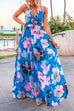 Camilladress Halter V Neck Backless Waisted Maxi Floral Swing Dress