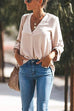 Camilladress V Neck Roll Up Long Sleeves Blouse Shirt