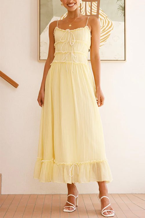 Camilladress Frill Trim Tie Bow Swing Maxi Cami Dress