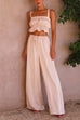 Camilladress Ruffle Cami Top Drawstring Waist Wide Leg Pants Satin Set