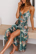 Camilladress Floral Print Tie Front Cut Out Slit Midi Cami Dress