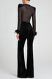 Camilladress Feather Cuffs Bell Bottom Velvet Splice Jumpsuit