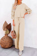 Camilladress Round Neck Pullover Drawstring Waist Wide Leg Pants Loungewear Set