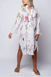 Camilladress V Neck Long Sleeves Side Split Embroidery Shirt Dress