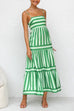 Camilladress Spaghetti Strap Ruffle Tiered Color Block Striped Maxi Dress