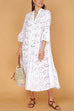 Camilladress V Neck Flare Sleeves Lace Hollow Out Tiered Maxi Dress