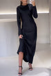 Camilladress Round Neck Long Sleeves Satin Maxi Party Dress