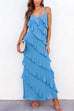 Camilladress V Neck Side Slit Frills Maxi Cami Dress