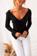 Deep V Neck Cross Front Slim Fit Knit Sweater