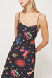 Lace-up Backless Neon Zodiac Print Maxi Cami Dress