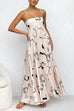 Camilladress High Waist Graffiti Print Ruffle Swing Maxi Cami Dress