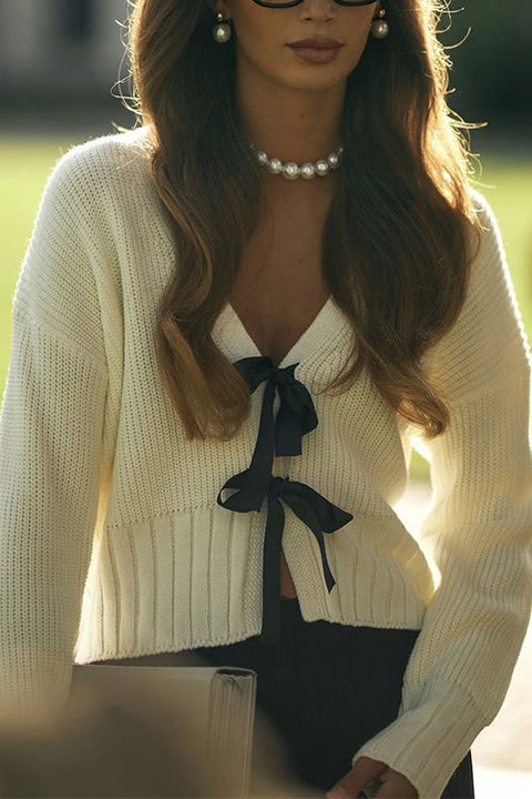 Camilladress V Neck Bow Tie Front Elegant Sweater