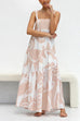 Camilladress Adjustable Strap Waisted Soleil Print Ruffle Maxi Dress